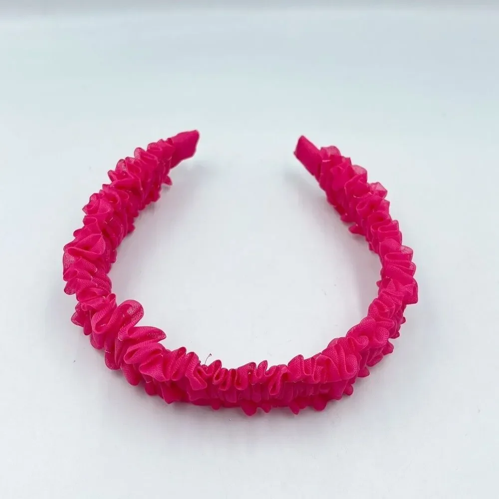 Ruffle Headbands Women Girls Handmade Pink Hair Accessories